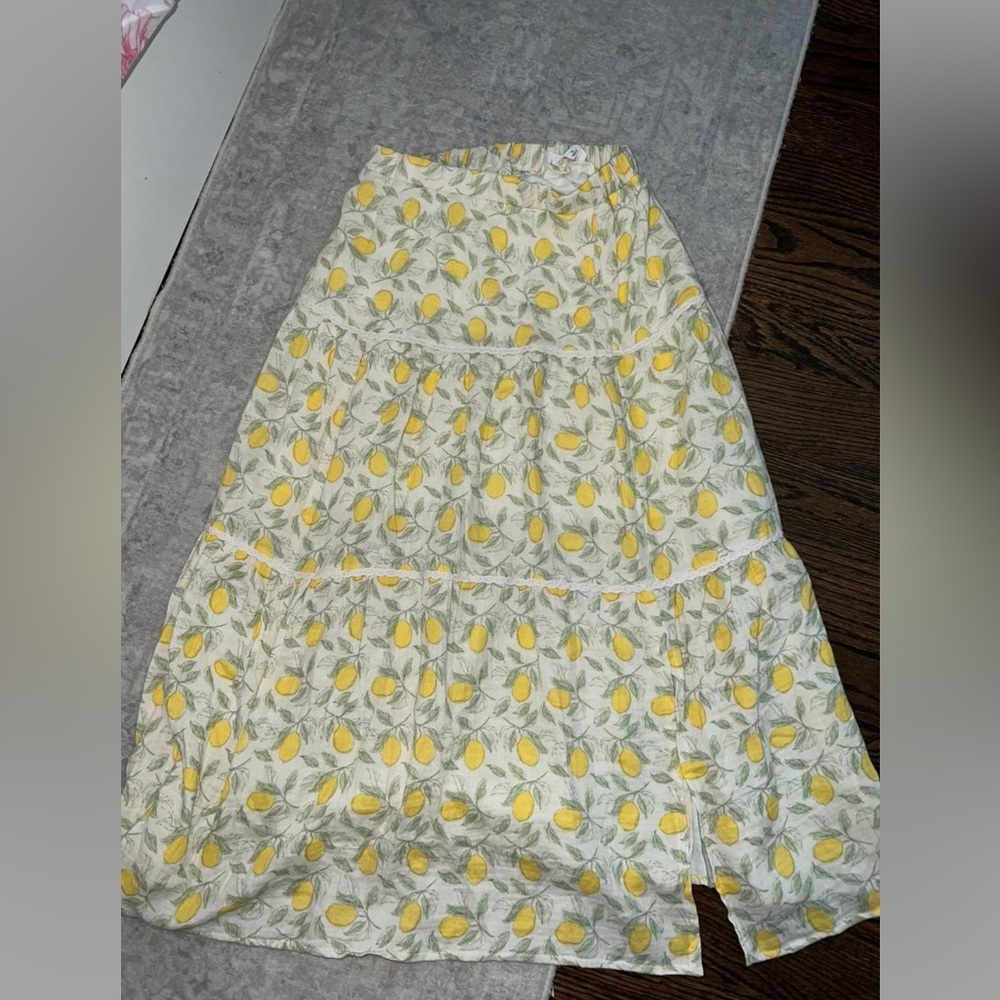 Lemon Print Maxi Skirt